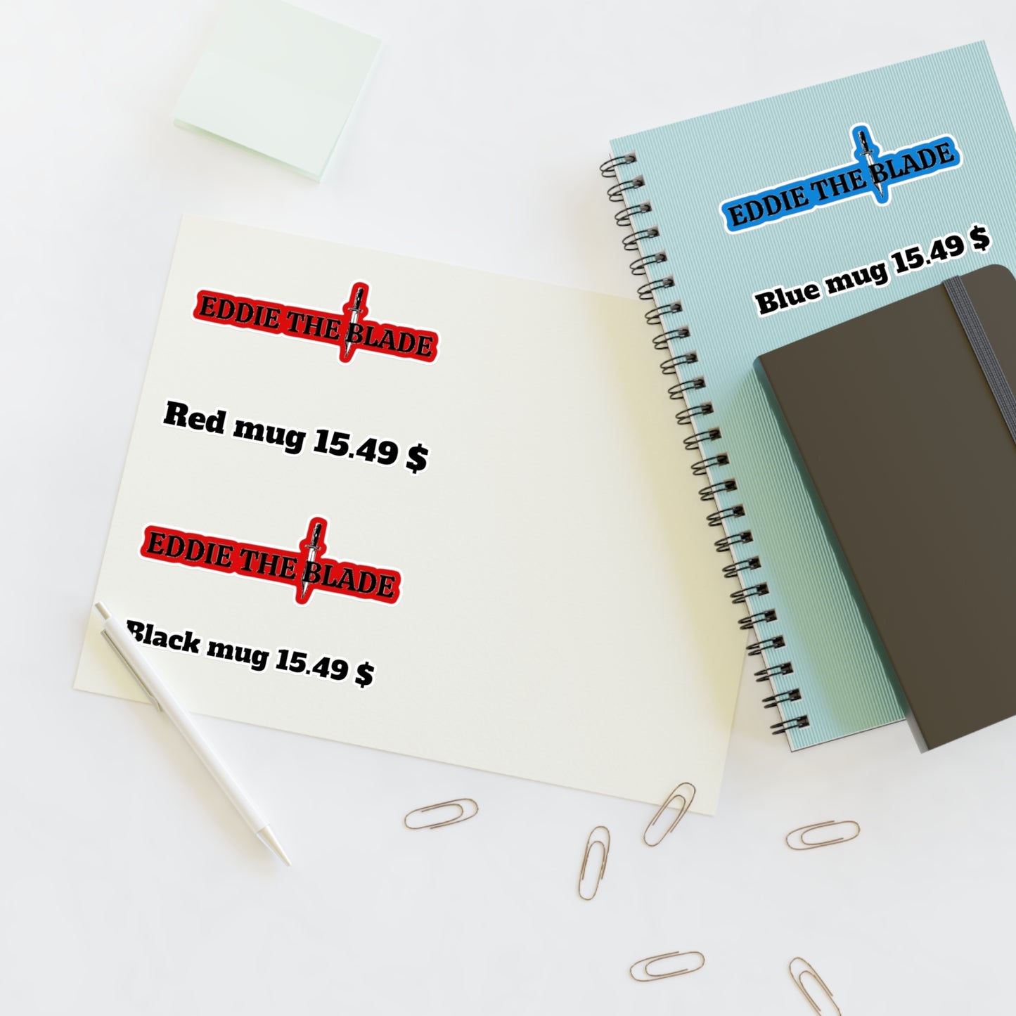 Eddie the blade black mug pricing labels