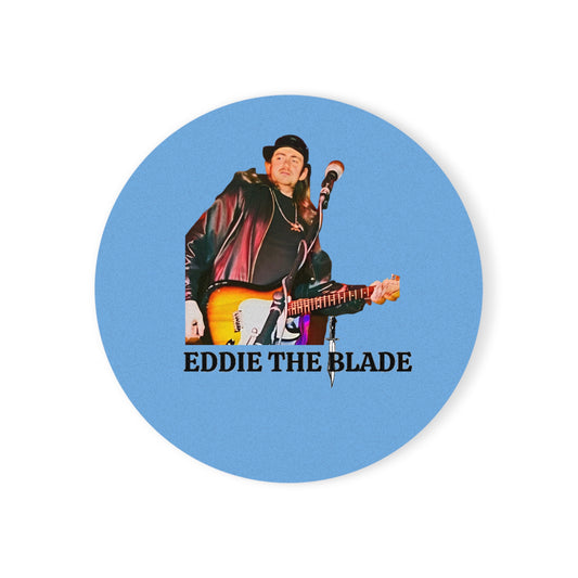 Eddie the blade round drinking Coaster (blue)