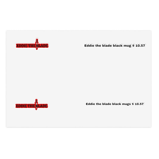 Eddie the blade black mug pricing labels