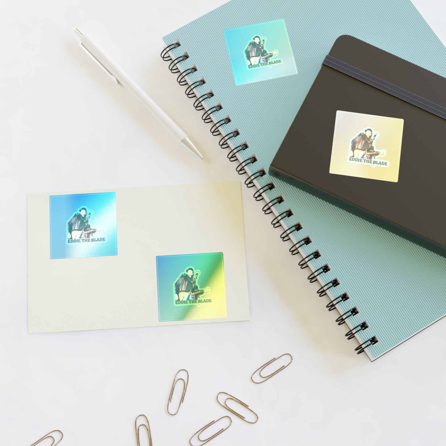Eddie the blade blue and green Sticker Sheets w/photo/logo