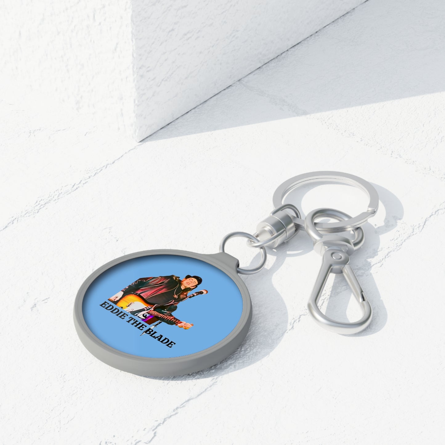 EDDIE the blade round key chain w/photo/logo (blue)