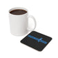 Eddie the blade black drinking coaster w/blue logo