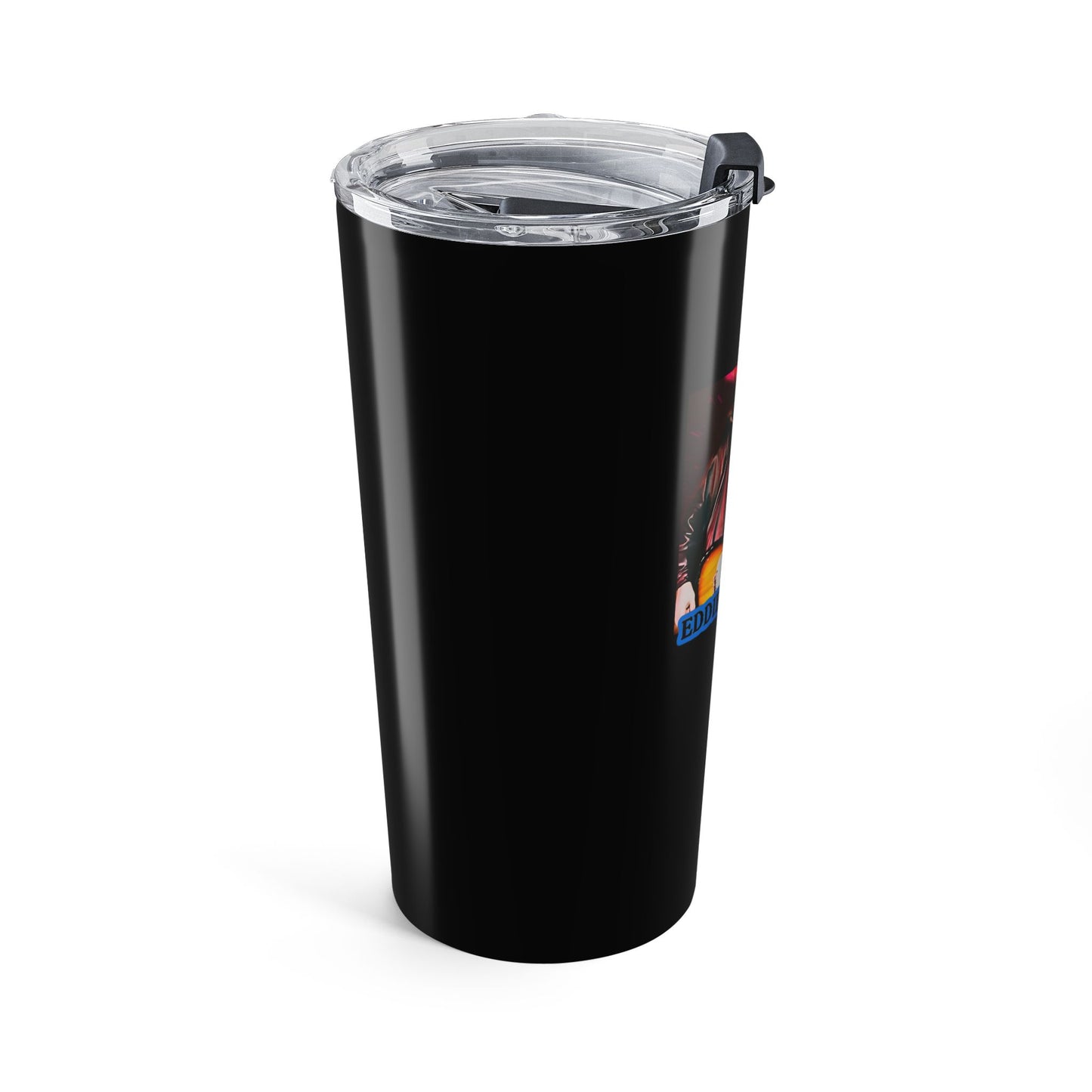 Eddie the blade black tumbler w/photo/blue logo