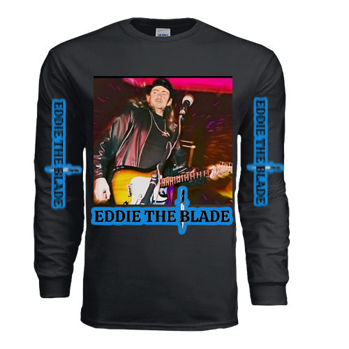 Eddie the blade black long sleeve w/photo/blue logo