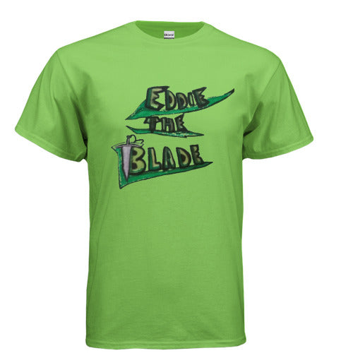 Eddie the blade green T-shirt w/leaf logo design
