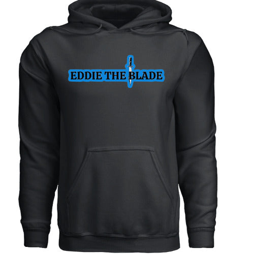 Eddie the blade black hoodie with blue logo