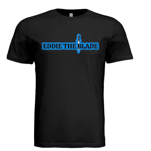 Eddie the blade black T-shirt w/blue logo
