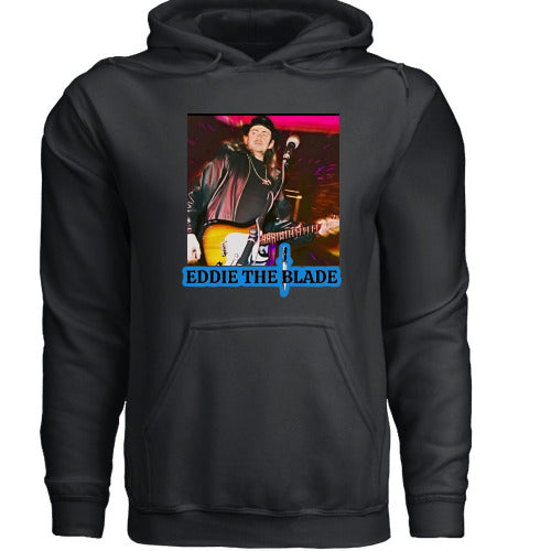 Eddie the blade black hoodie with blue logo