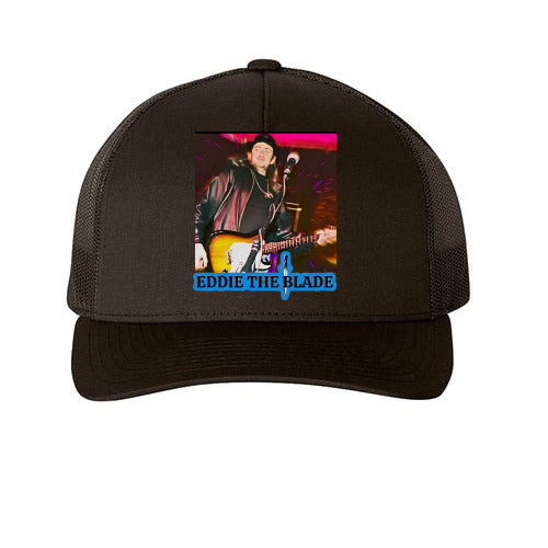 Eddie the blade black ball cap w/photo/blue logo