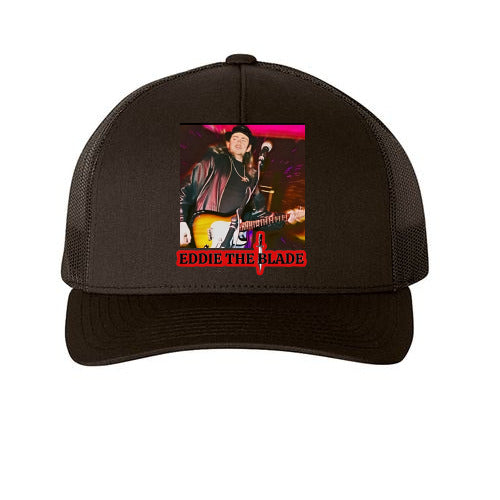 Eddie the blade black ball cap w/photo/red logo