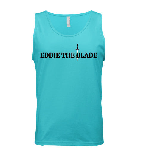 Eddie the blade blue tank top w/logo