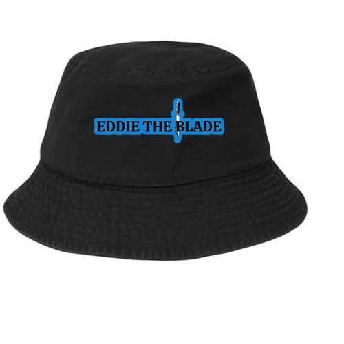 Eddie the blade black bucket hat w/blue logo