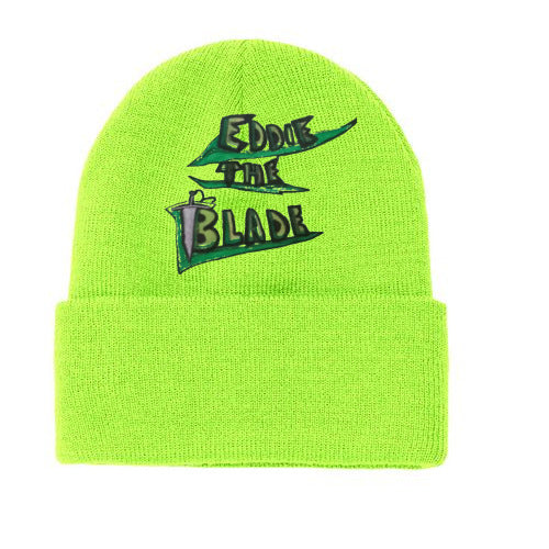 Eddie the blade green beanie w/leaf logo