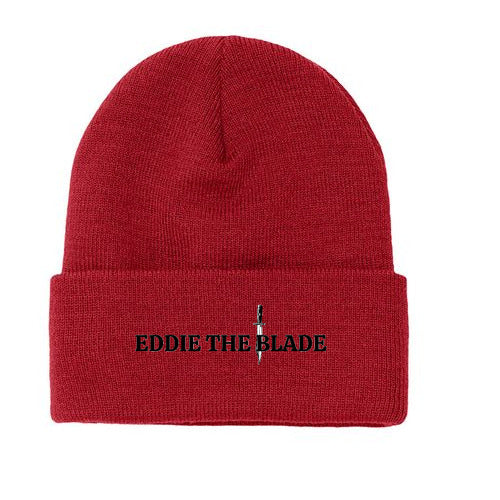 Eddie the blade red beanie w//logo