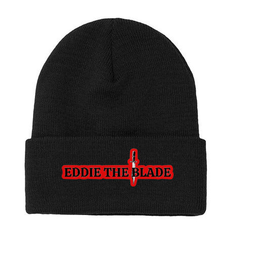 Eddie the black black beanie w/red logo