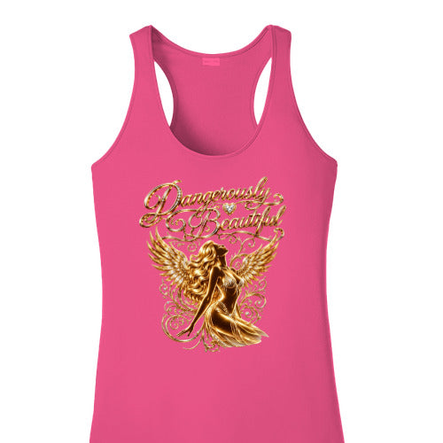 Pink ladys tank top w/angel statue
