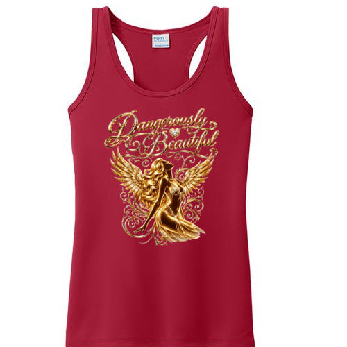 Red lady's tank top w/angel image