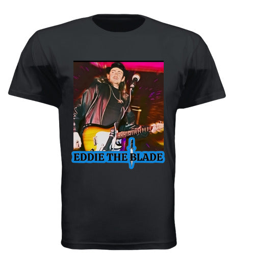Eddie the blade black T-shirt w/blue logo