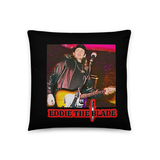 Eddie the blade black throw Pillow (small)