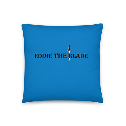 Eddie the blade blue throwPillow with logo  (small)