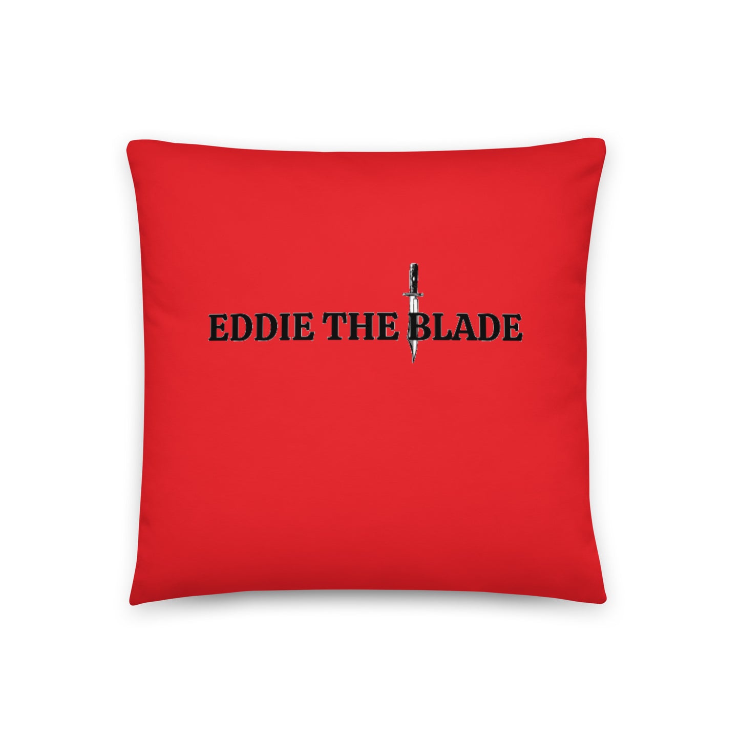 Eddie the blade red throw Pillow w/logo  (small)