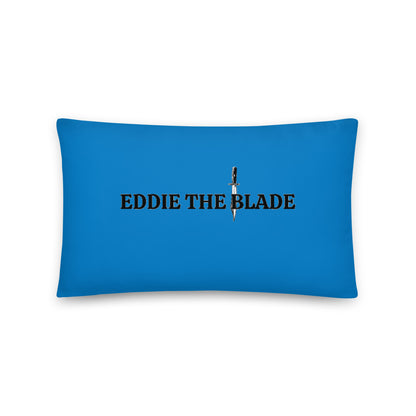 Eddie the blade blue Pillow with logo (large)