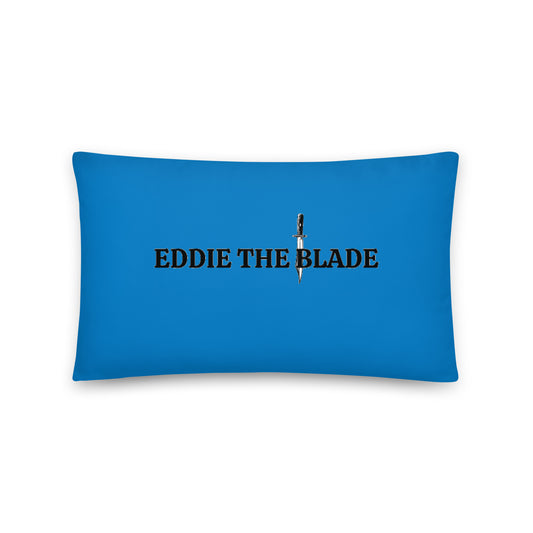 Eddie the blade blue Pillow with logo (large)