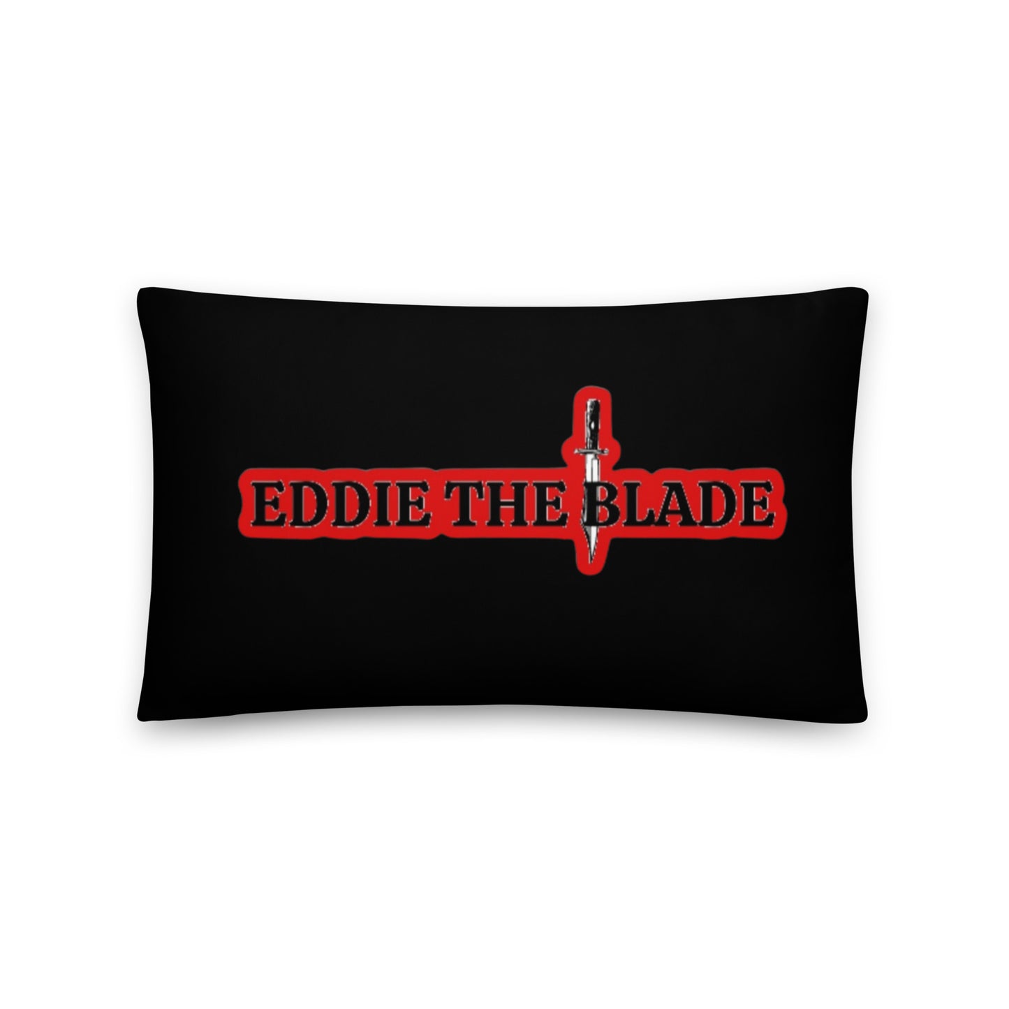 Eddie the blade black Pillow w/red logo (large)