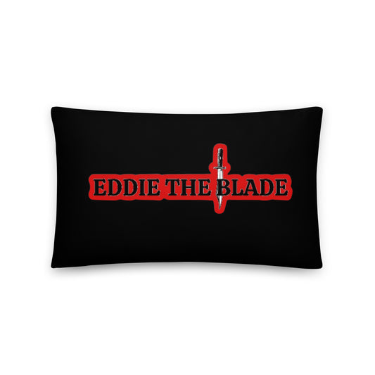 Eddie the blade black Pillow w/red logo (large)