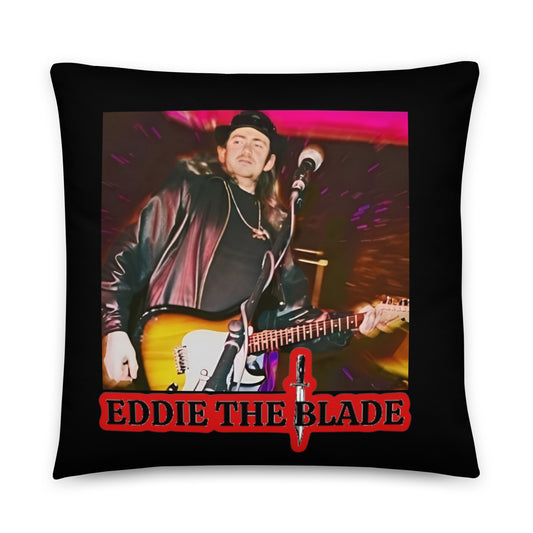 Eddie the blade black throw Pillow (medium)