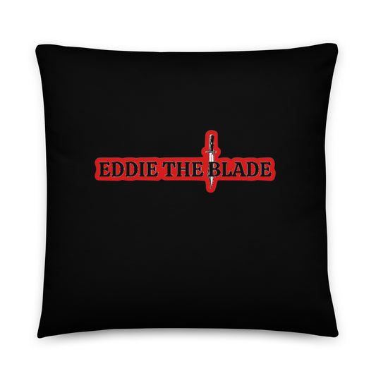 Eddie the blade black Pillow with red logo (medium)