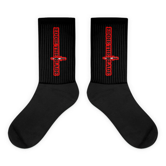 Eddie the blade black socks w/red logo