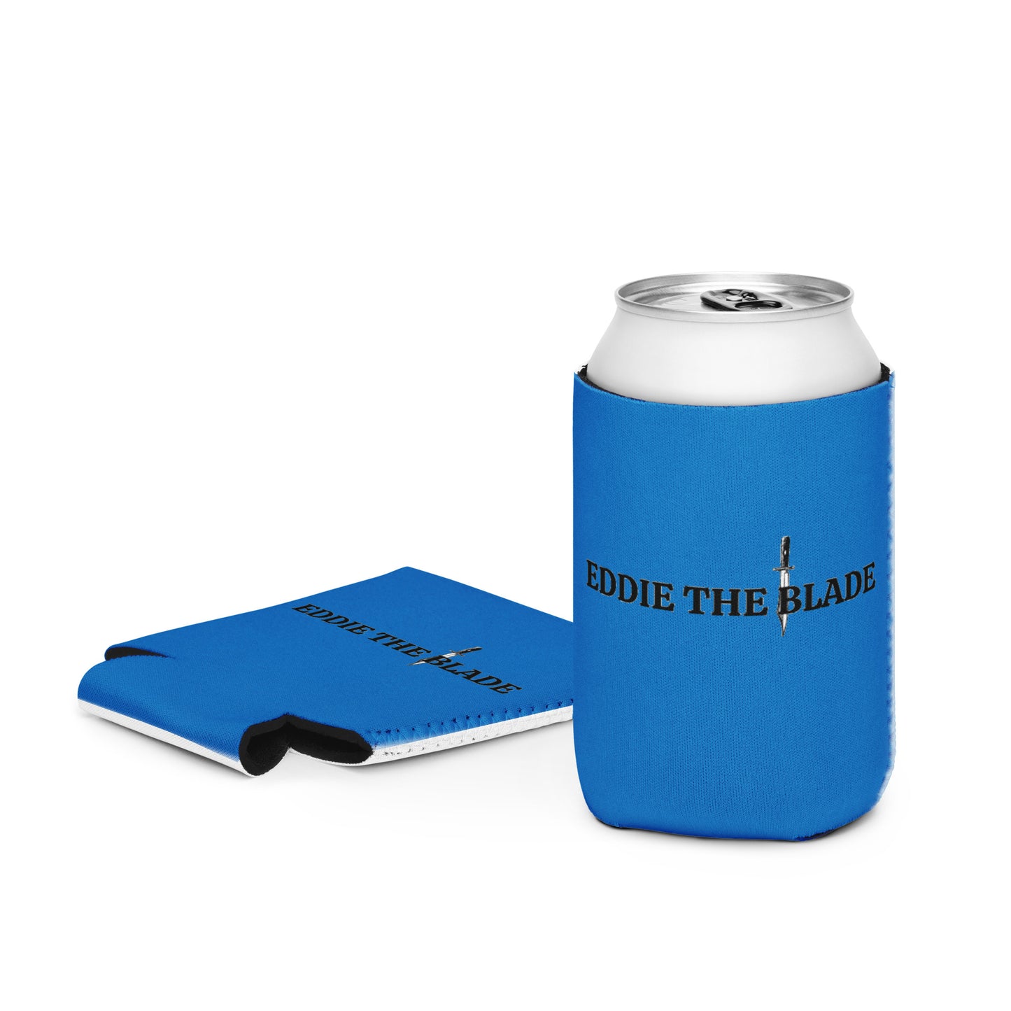 Eddie the blade blue can cooler w/logo