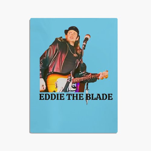 Eddie the blade blue throw blanket w/photo/logo
