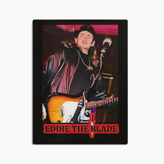 Eddie the blade black throw blanket w/photo red logo