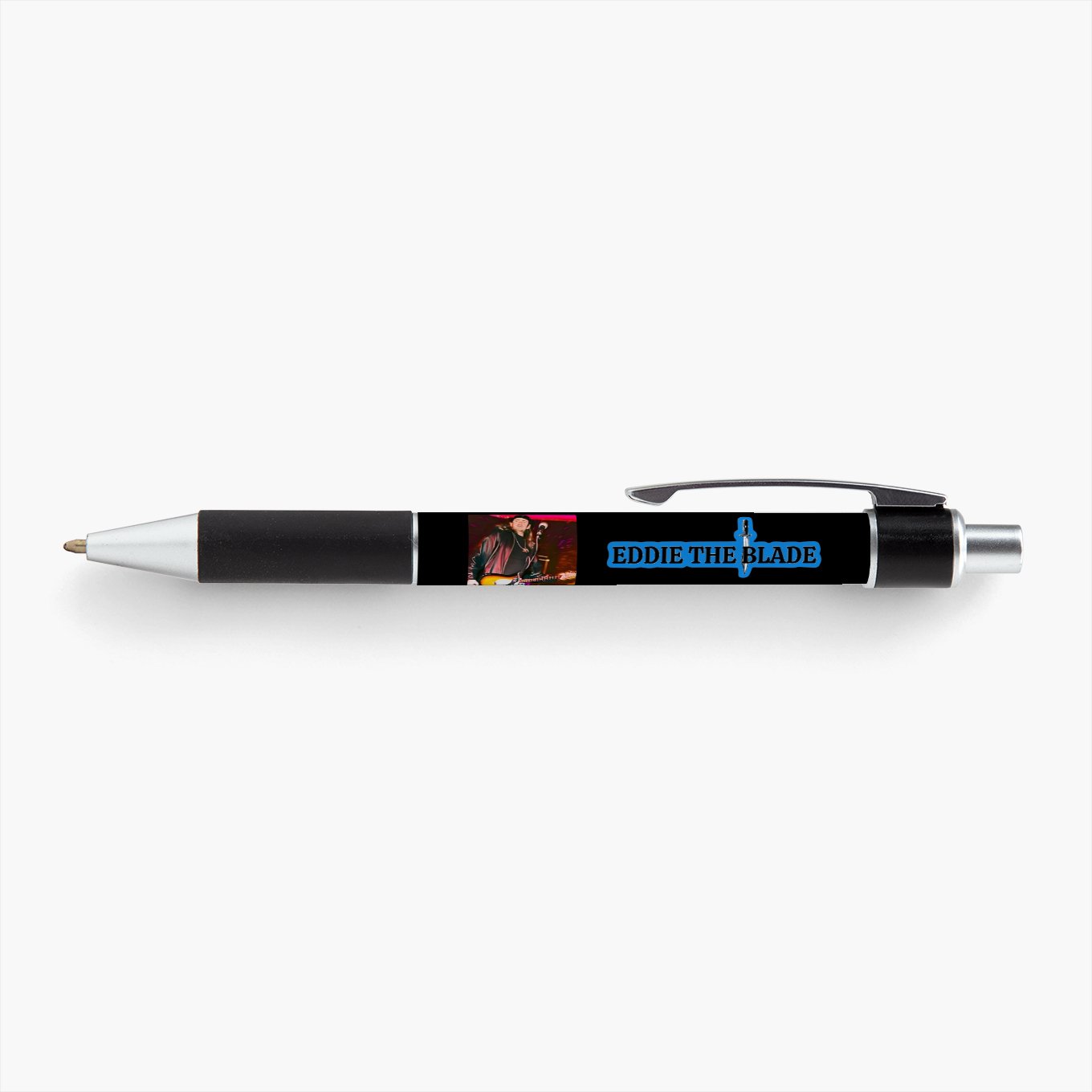 Eddie the blade black pen w/photo/blue logo