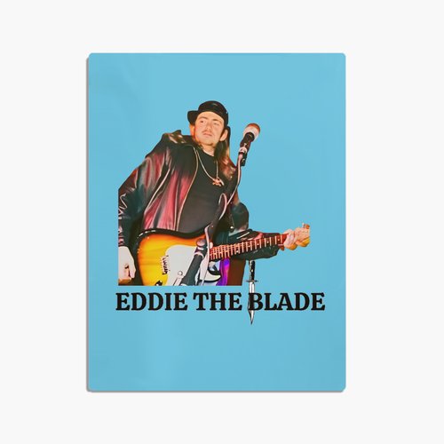 Eddie the blade blue throw blanket w/photo/logo