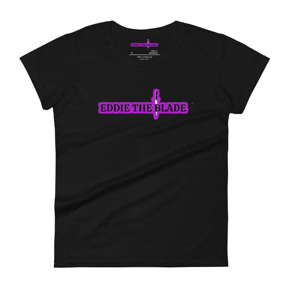 EDDIE the blade black ladys t-shirt (purple logo)